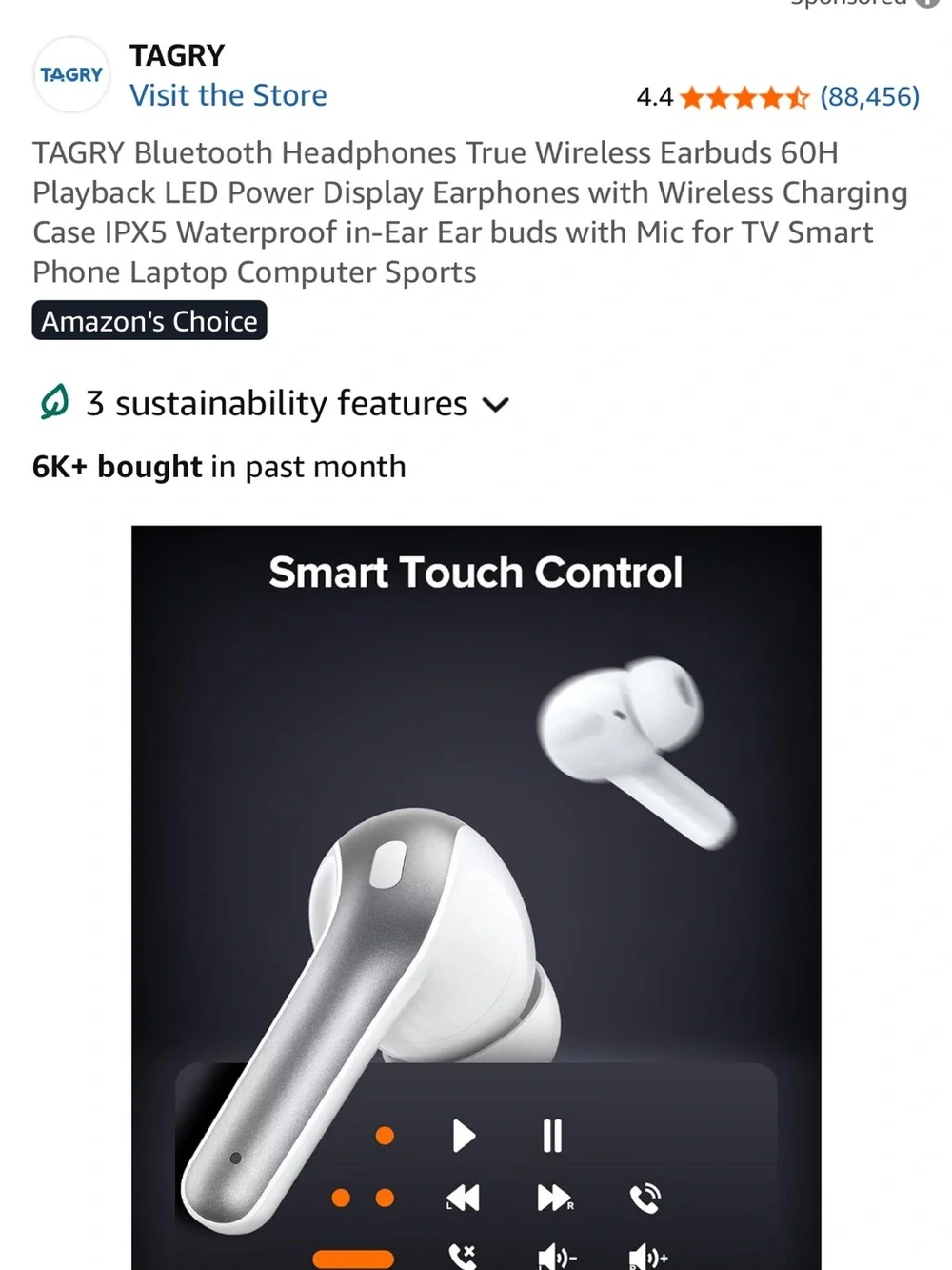 White & Silver True Wireless Bluetooth Earbuds with LED Charging Case
